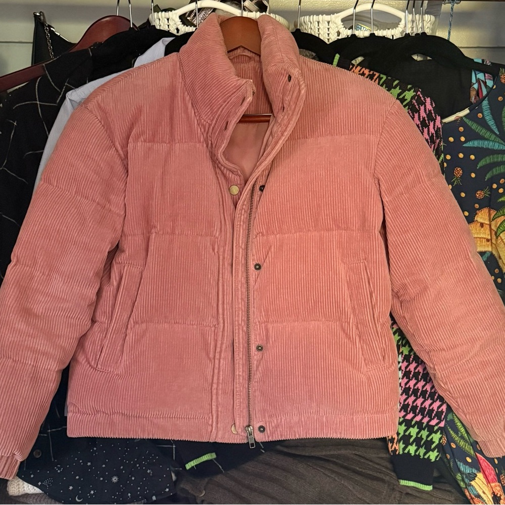 Marine Layer Dusty Rose Corduroy Puffer Jacket - Picture 2 of 2